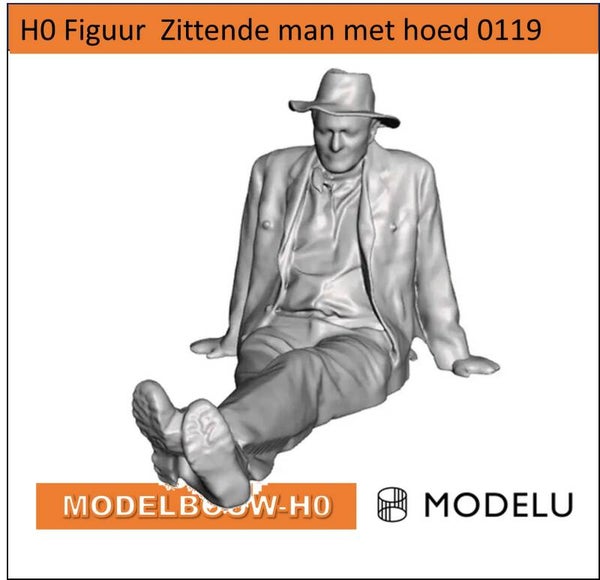 Boerenarbeider rustend 3D geprint (0119) | H0 figuren (1:87)