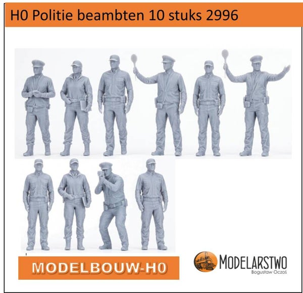 Politie figuren 10 stuks H0 onbeschilderd 2996