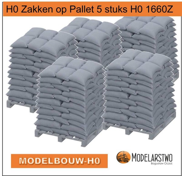 H0 Zakken op Pallet Onbeschilderd 5 stuks H0 1660Z