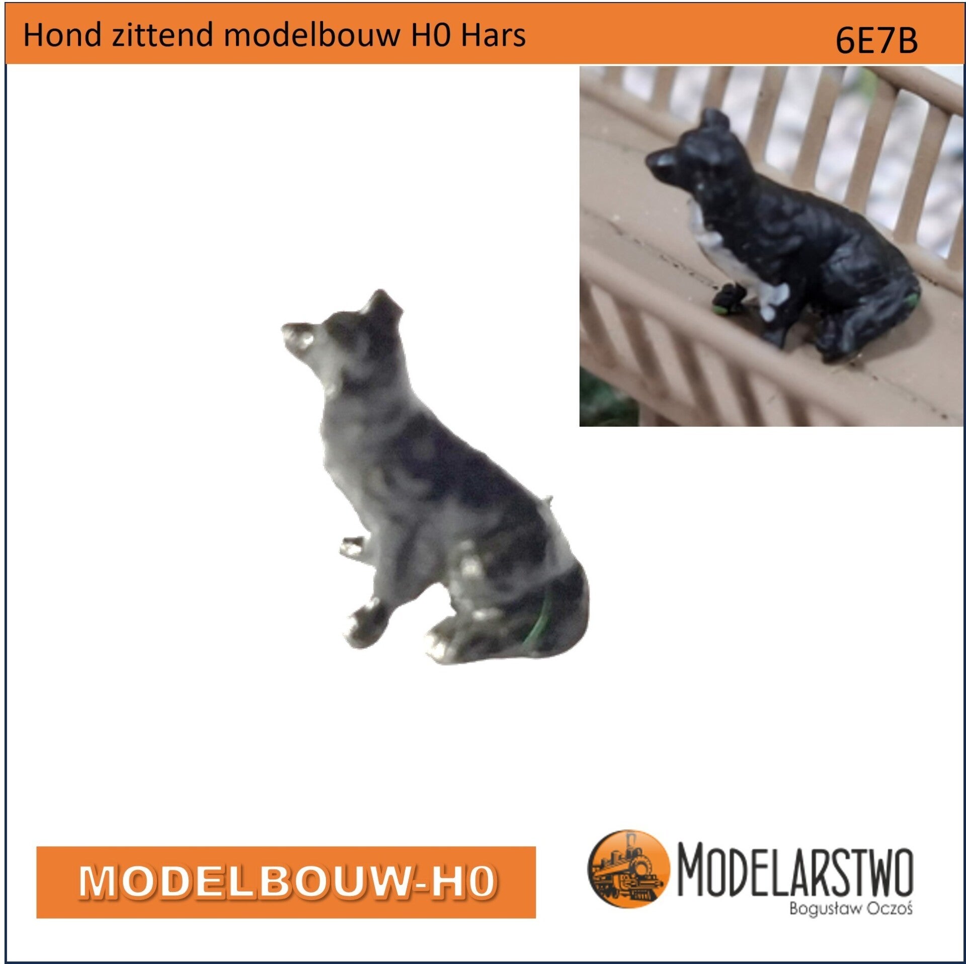 Hond zittend modelbouw H0 Hars 6E7B