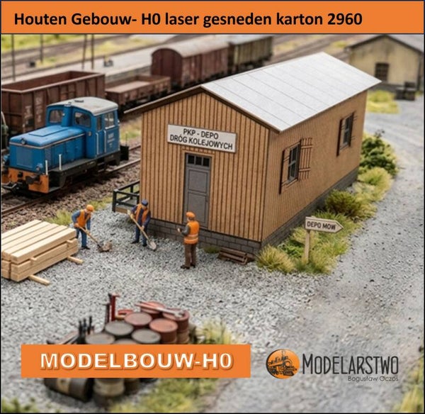 Houten Gebouw- H0 laser gesneden karton 2960