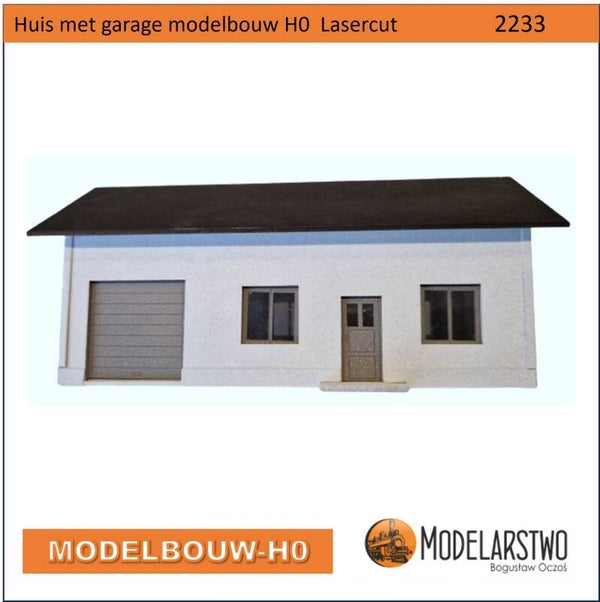 Woning huisje met garage Modelbouw H0 Bouwpakket 2233