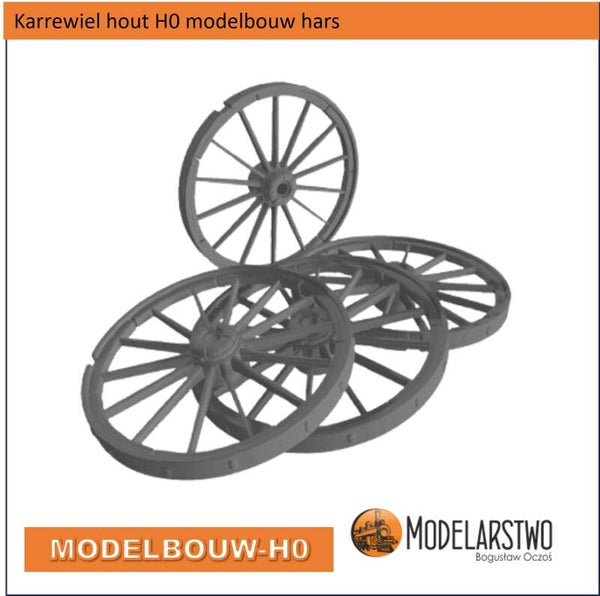 Karrewielen hout H0 modelbouw hars