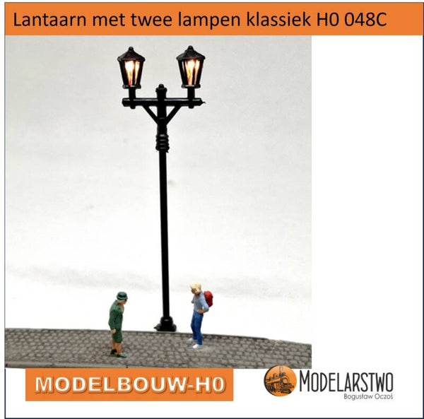 Lantaarn met twee lampen klassiek H0 048C