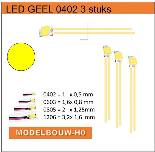LED Geel  0402 3 stuks SMD 3 volt