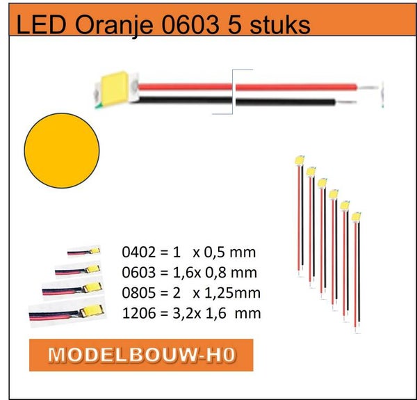 LED oranje 0603 3 volt SMD 5 stuks