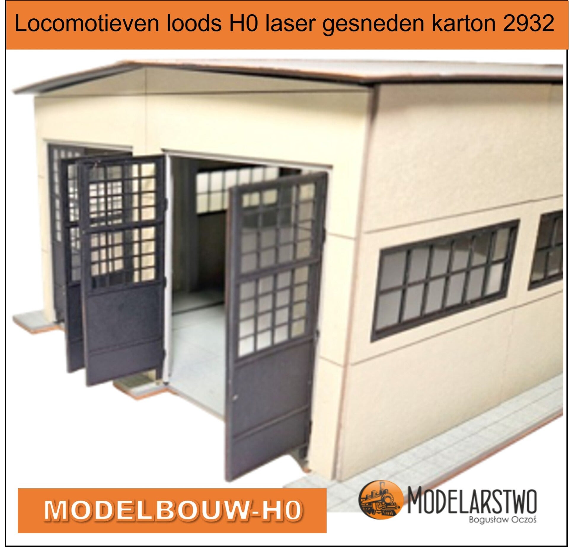 Locomotieven loods H0 laser gesneden karton 2932