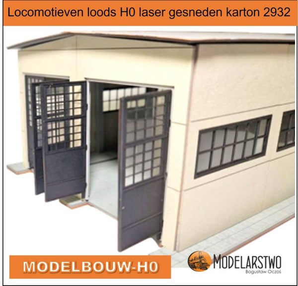 Locomotieven loods H0 laser gesneden karton 2932