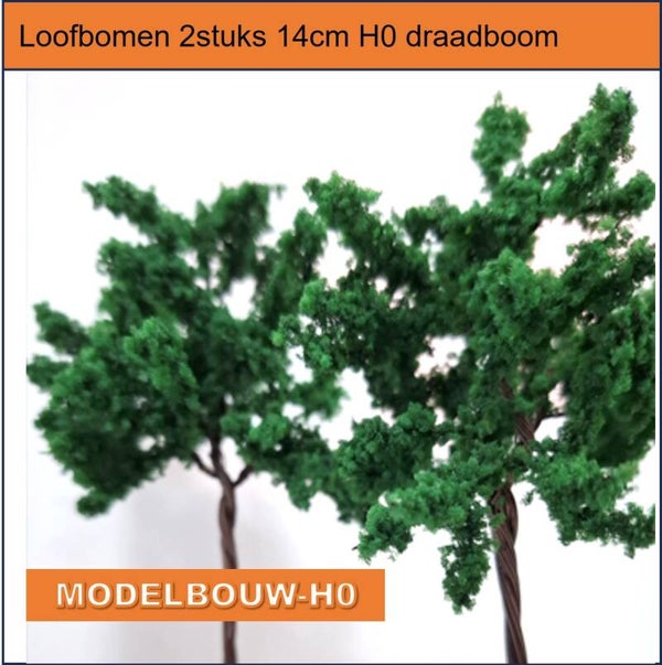 Loofbomen 2stuks 14 cm hoog  Modelbouw H0 draadboom