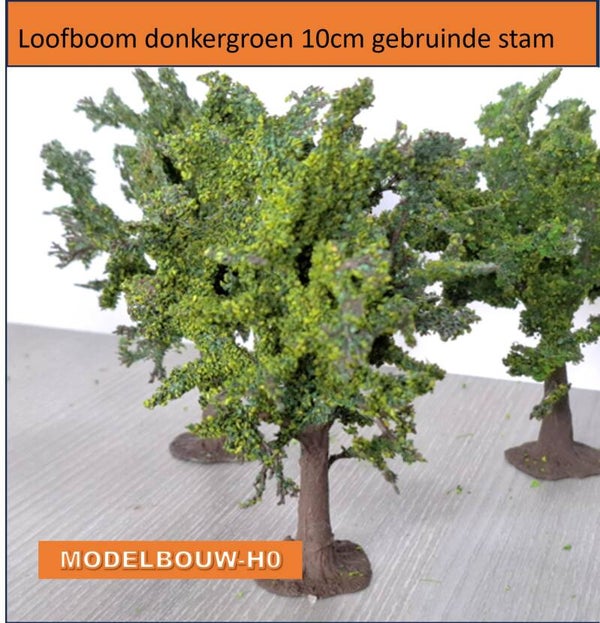 Loofboom groen 12cm draadmodel met wortelstam