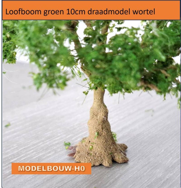 Loofboom groen 10cm draadmodel met wortelstam