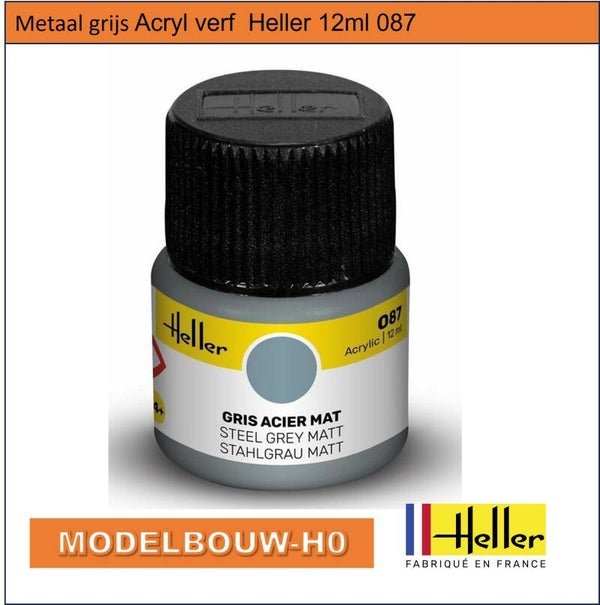 METAALGRIJS MAT Acryl verf  Heller 12ml 087