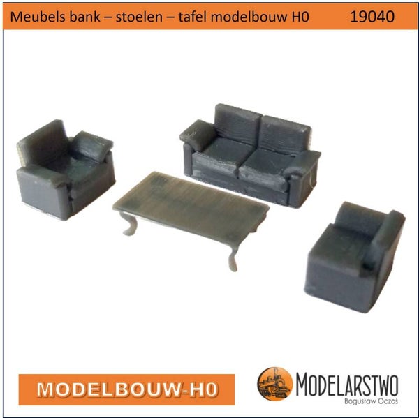 Meubels bank – stoelen – tafel modelbouw H0 19040