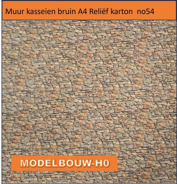 Muur kasseien bruin A4 Reliëf karton  no54