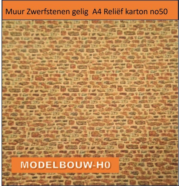 Muur Zwerfstenen gelig  A4 Reliëf karton no50