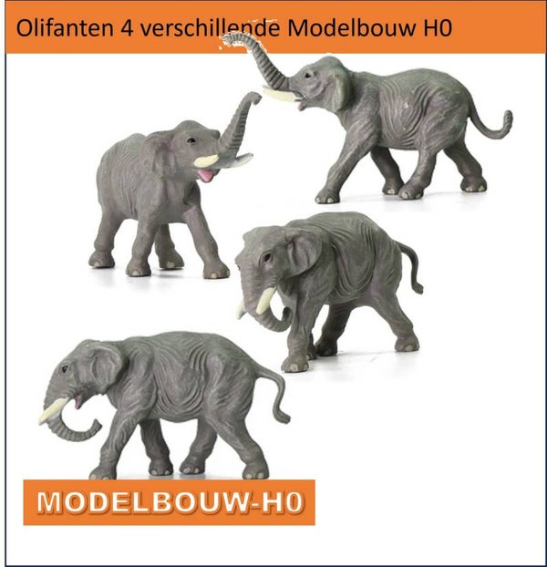 Olifanten  4 stuks Modelbouw H0