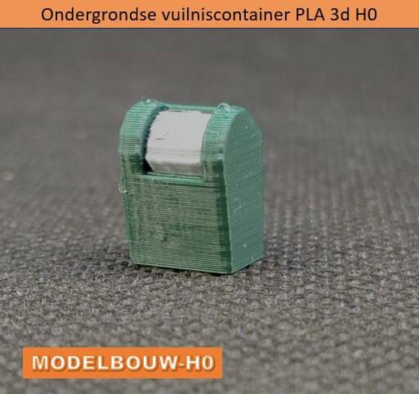 Ondergrondse vuilniscontainer  PLA 3d Modelbouw-H0