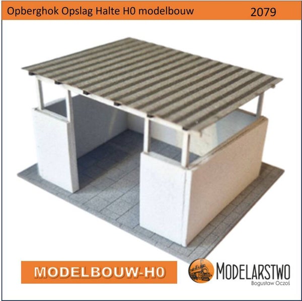 Opberghok - Halte -  Modelbouw H0 Bouwpakket 2079