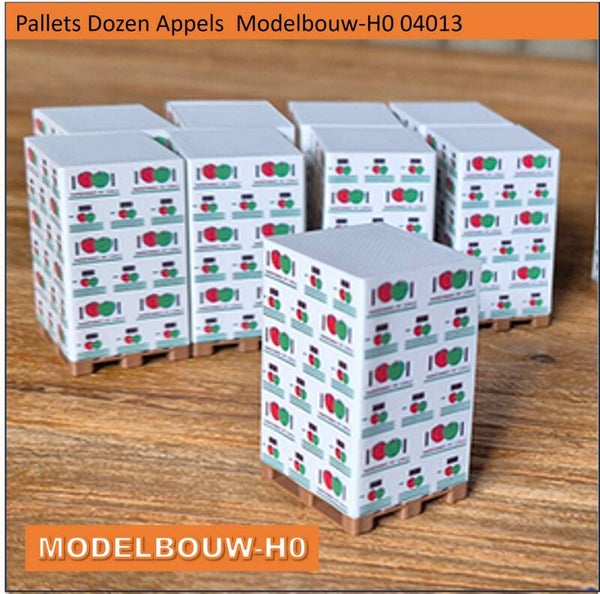 Pallets met Dozen Appels  5 stuks  Modelbouw-H0 04013