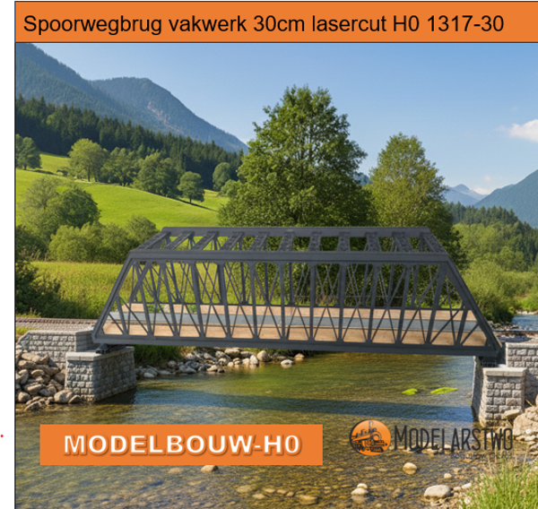 Spoorwegbrug vakwerk 30cm lasercut H0 1317-30