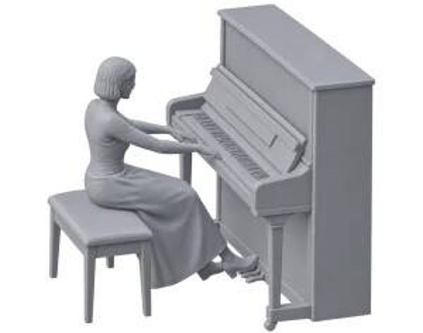 Pianiste achter Piano Modelbouw Set (H0 - 1-87)  no 3014