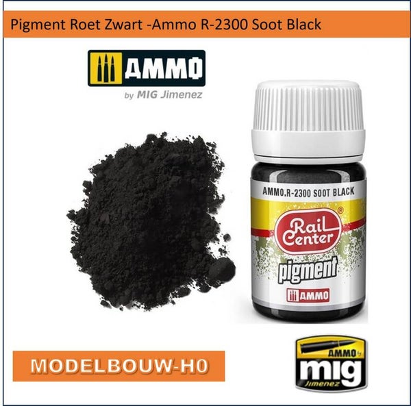 Pigment Roet Zwart -Ammo R-2300 Soot Black