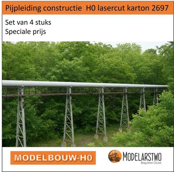 Pijpleiding constructie  set van 4 stuks H0 lasercut karton 2697