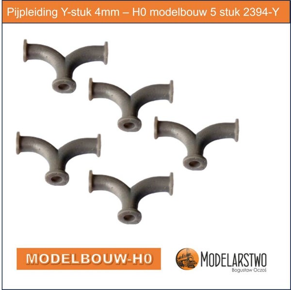Pijpleiding Y-stuk 4mm -  H0 modelbouw hars 5 stuks  2394-Y