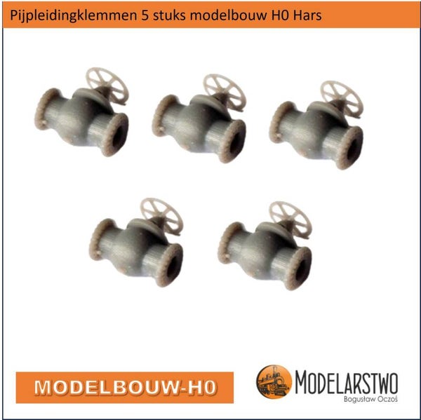 Pijpleidingkleppen 5 stuks modelbouw H0 Hars