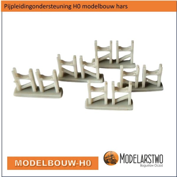 Pijpleidingondersteuning voor 2 leidingen H0 modelbouw hars 2394