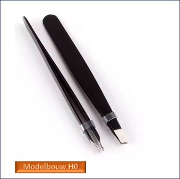 Pincet platte punt metaal 2 stuks