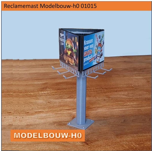 Reclamemast met 3 verschillende reklames  Modelbouw-h0 01015