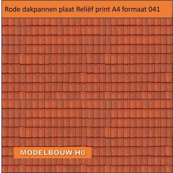 Rode dakpannen plaat print A4 formaat 041 met lijmlaag