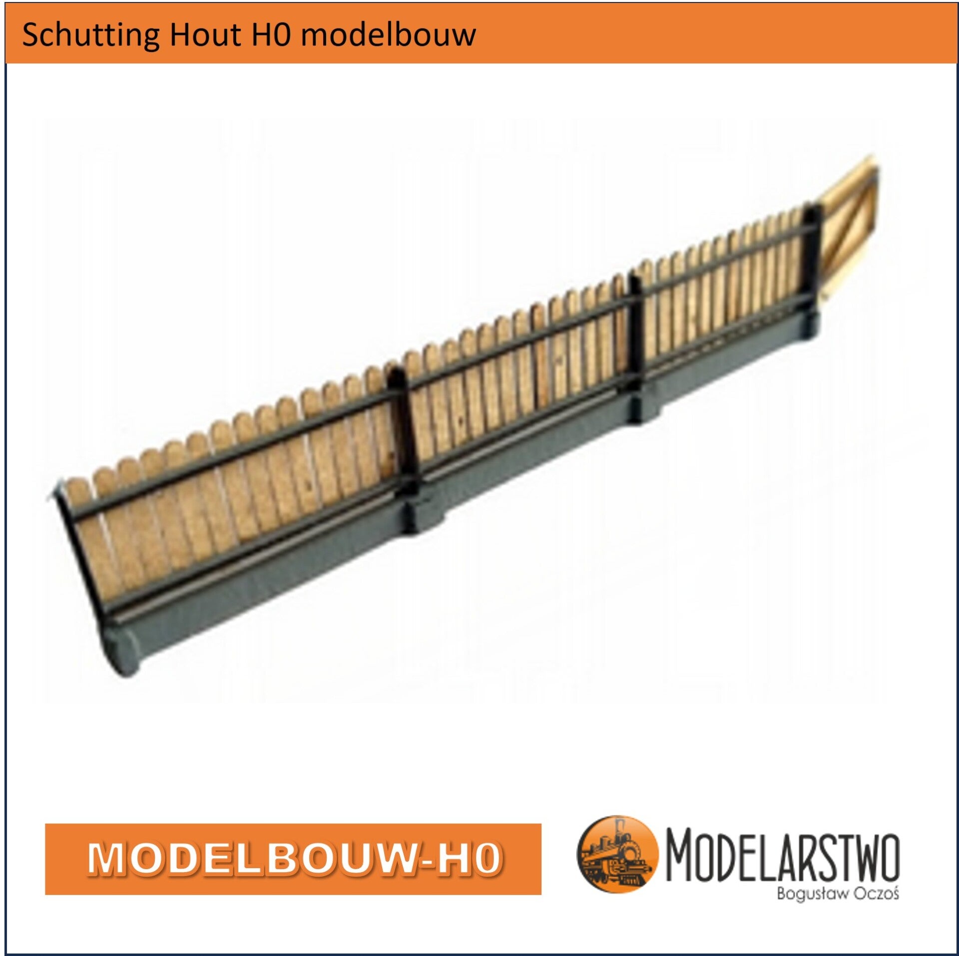 Houten hek -  H0 Bouwpakket  37cm 1323