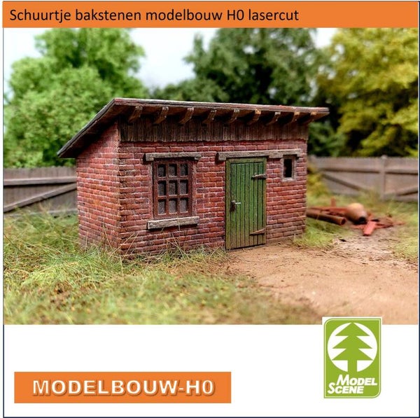 Schuurtje bakstenen modelbouw H0 lasercut 98527