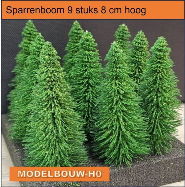 Sparrenbomen 9 stuks 8 cm hoog met prikstam