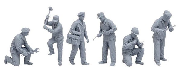 Monteurs & Spoorwegarbeiders (6-delig) H0 Figurenset– 3D-Geprinte Resin Figuren (1:87) 3034