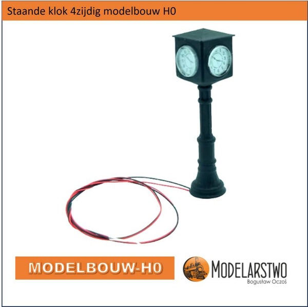 Stationsklok staande vierzijdig verlicht H0 Modelbouw
