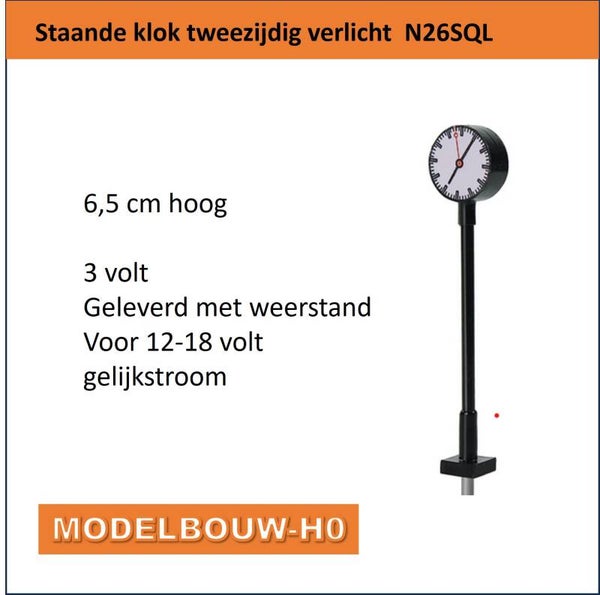 Staande klok "Stationsklok" tweezijdig warmwit 6,7cm hoog  N26SQL 015