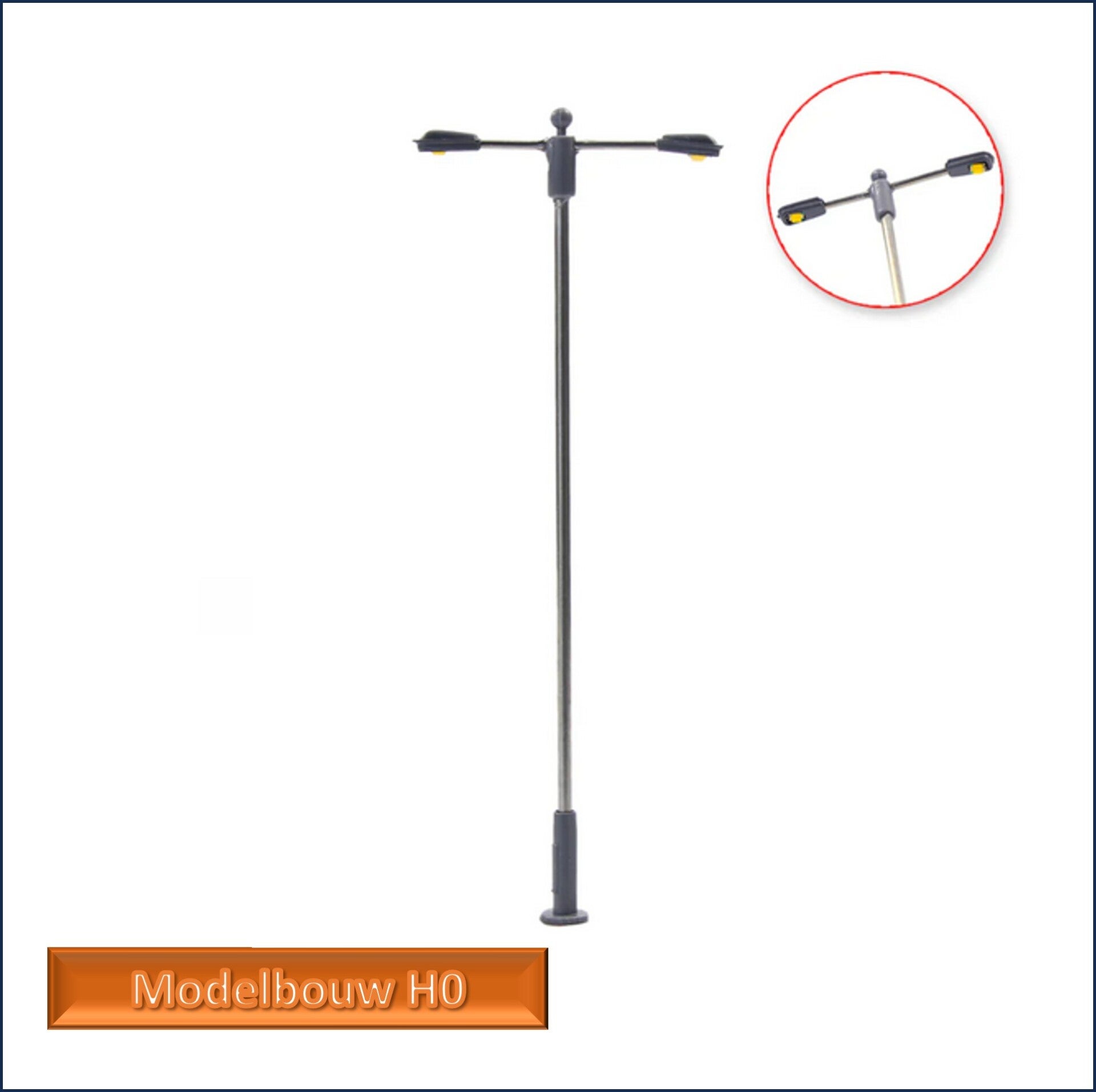 Straatlantaarn modern dubbel lampen  led 75mm hoog metaal