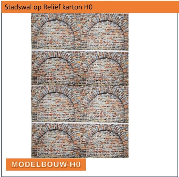 Stadswal Arcademuur met Reliëf print Modelbouw h0 E023