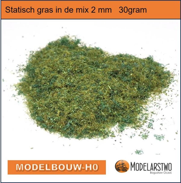 Gras vezels donkergroen 2mm in de mix 30 gram