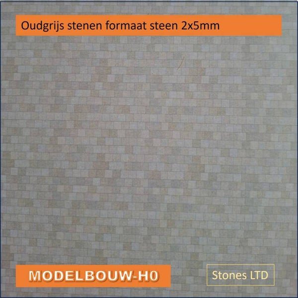 Grijze straatstenen klinkers, zelfklevend pvc Modelbouw H0 no2