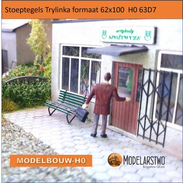 Stoeptegels 6kantig Trylinka 62 x 100 mm Modelbouw H0 63D7