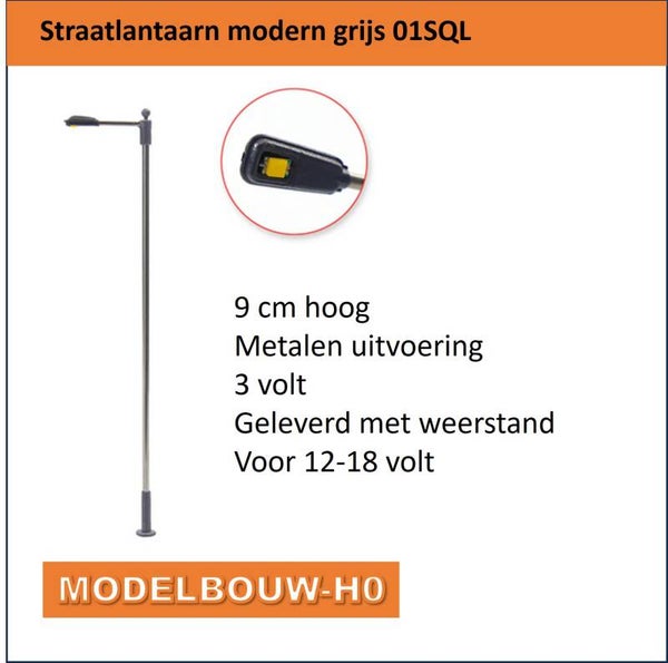 Straatlantaarn modern led warm wit 90 mm hoog metaal 01SQL 029