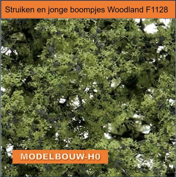 Lichtgroene struiken en jonge boompjes Woodland F1128
