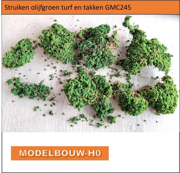 Struiken olijfgroen met turf en takken GMC245
