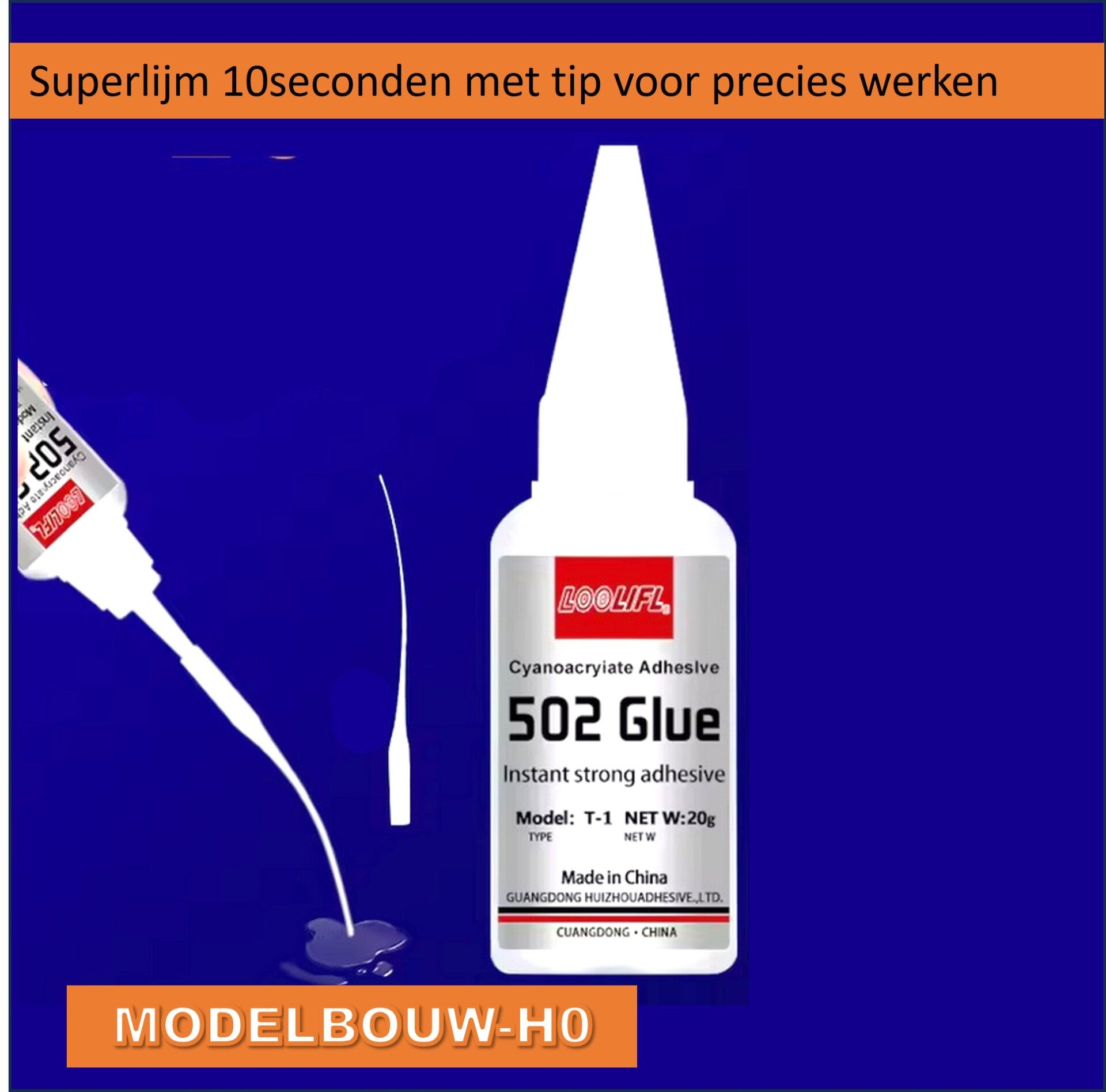 Superlijm met precisie lijmtip, na 10 seconden hard 20ml