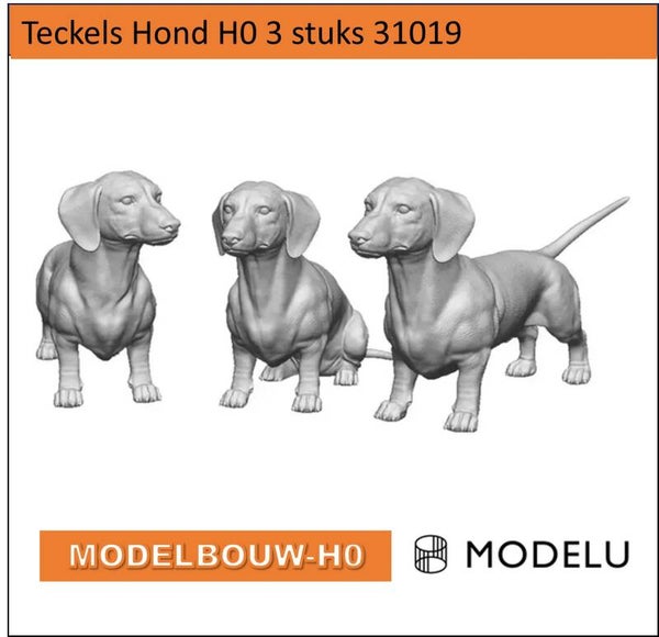 Teckels 3D geprint (31019) H0 figuren (1:87)