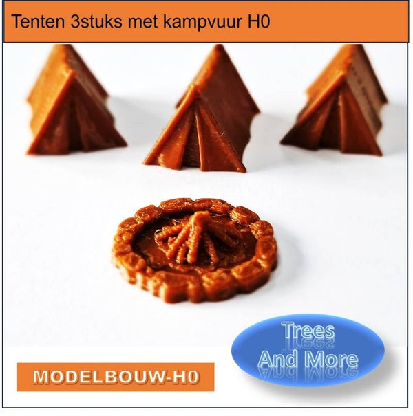 Tenten 3stuks met kampvuur H0